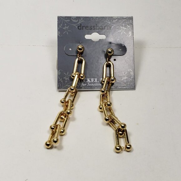 2/$30 Women's Polished Gold Tone 3" Long Drop Dangle Earrings - Fashion Jewelry - Picture 6 of 8